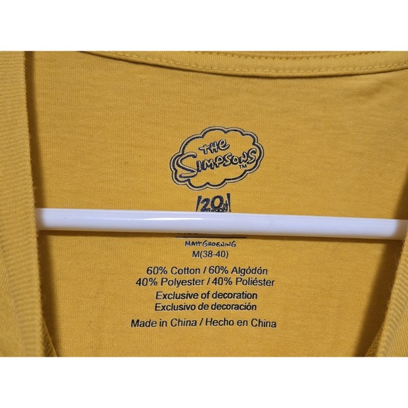 The Simpsons Shirt AOP Wrap Around Embroidered Logo Mens Size Medium Yellow - Picture 3 of 5